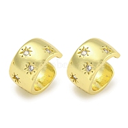 Brass Cuff Earrings, Snowflake, for Women, Real 18K Gold Plated, 15.5x9mm(EJEW-C104-082G)