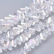 Electroplate Glass Beads Strands, AB Color Plated, Faceted, Triangle, Clear AB, 4.5x5x6mm, Hole: 1mm, about 88~90pcs/strand, 28~30cm(EGLA-J146-6mm-AB01)