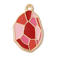 Zinc Alloy Enamel Pendants, Golden, Oval Charm, Red, 29x17x2mm, Hole: 3mm(ENAM-Z013-01C-04)