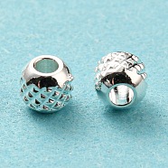 201 Stainless Steel Beads, Round, Silver, 3x2.5mm, Hole: 1.2mm(STAS-A057-01A-S)