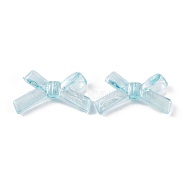 Transparent Acrylic Beads, AB Color Plated, Bowknot, Cyan, 21x34.5x6.5mm, Hole: 1.6mm, about 390pcs/500g(MACR-L006-04E)