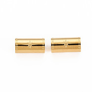304 Stainless Steel Beads, Column with Star, Real 14K Gold Plated, 12x6mm, Hole: 1.8mm(STAS-S116-297G)