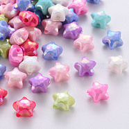 Opaque Acrylic Beads, Dyed, AB Color, Faceted, Star, Mixed Color, 10x11x7mm, Hole: 2mm(X-TACR-S153-36I)