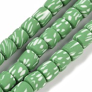 Handmade Polymer Clay Beads Strand, Column, Green, 6~7.5x5.5~7mm, Hole: 1.7~2.3mm, about 54~65pcs/strand, 15.83~16.69''(40.2~42.4cm)(CLAY-Z002-01E)