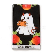 Halloween Theme Acrylic Pendants, Rectangle, Pumpkin, 40.5x23.5x2mm, Hole: 1.6mm(OACR-E022-01A)