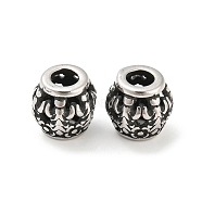 316 Surgical Stainless Steel  Beads, Barrel, Antique Silver, 10x9.5mm, Hole: 4mm(STAS-Q304-13AS)