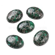 Natural Malachite Cabochons, with Silver Line, Oval, 30x22x6~6.5mm(G-E464-42T)