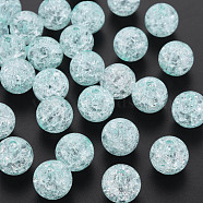 Transparent Crackle Acrylic Beads, Round, Light Cyan, 14x13mm, Hole: 2.5mmhole: 2.5mm, about 340pcs/500g.(MACR-S373-66B-N11)