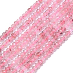 Natural Strawberry Quartz Beads Strands, Faceted, Rondelle, 2~2.5x2mm, Hole: 0.5mm, about 223~226pcs/strand, 14.96~15.16 inch(38~38.5cm)(G-G106-A11-01)