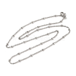 304 Stainless Steel Satellite Chain Necklaces, with Rondelle Beads, Stainless Steel Color, 17.51 inch(44.5cm), 1mm(NJEW-I248-13P)