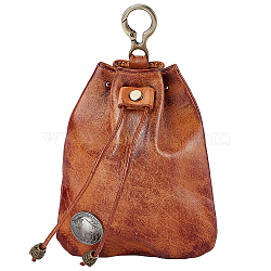 Leather Coin Purse, Alloy Clasp Wallet with Drawstring Rope for Women Men, Rectangle, Camel, 16cm(AJEW-WH0314-415A)