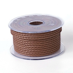 Braided Cowhide Cord, Leather Jewelry Cord, Jewelry DIY Making Material, Sienna, 3mm, about 10.93 yards(10m)/roll(WL-I003-3mm-C-12)