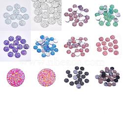 Resin Cabochons, Imitation Druzy Agate, Flat Round, AB Color Plated, Mixed Color, 12x3mm, 100pcs(CRES-YW0001-01)