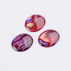 Dyed Oval Abalone Shell/Paua Shell Cabochons, Fuchsia, 12x10x1.5mm(SSHEL-K002-10x12mm-01)