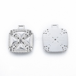 304 Stainless Steel Pendant Rhinestone Settings, Square, Stainless Steel Color, Fit for 1.6mm & 1.8mm Rhinestone, 18x15.5x1.5mm, Hole: 1.6mm(STAS-N097-253P)