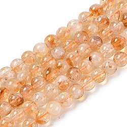 Natural Citrine Bead Strands, Round, 6mm, Hole: 1mm, about 67pcs/strand, 15.16''(38.5cm)(G-P466-01D)