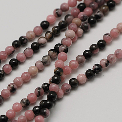 Natural Rhodonite Round Bead Strands, 2mm, Hole: 0.8mm, about 184pcs/strand, 16 inch(X-G-A130-2mm-23)