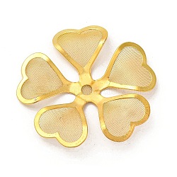 Brass Bead Cap, with Iron Finding, Etched Metal Embellishments, Flower, Golden, 36x37x4mm, Hole: 3mm(KKC-A001-13G)