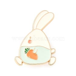 Rabbit Holding Carrot Enamel Pins, Zinc Alloy Lapel Pin Backs for Backpack Clothes, Honeydew, 30x22mm(JEWB-S044-01B-G)