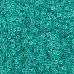 Frosted Colors Glass Seed Beads, Rondelle, Turquoise, 2mm, Hole: 1mm, about 660pcs/set(GLAA-H030-09C)