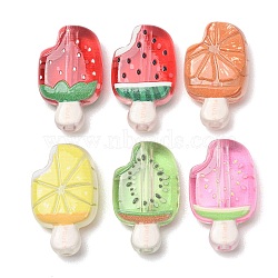 Printed Transparent Acrylic Beads, Fruit Ice Lolly, Mixed Color, 29.5x17x8mm, Hole: 2.5mm(AC-CBAC57E-05)