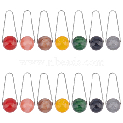 14Pcs 7 Colors Imitation Gemstone Style Two Tone Acrylic Big Pendants, with 304 Stainless Steel Triangle Rings, Round, Mixed Color, 59x22mm, 2pcs/color(STAS-UN0037-69)