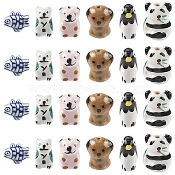 6Pcs 6 Styles Handmade Porcelain Beads, Hand Painted Ceramic Beads, Famille Rose Porcelain, Mixed Color, 11.5~23x10~16x7.5~16mm, Hole: 1.6~2.5mm, 1pc/style(PORC-YW0001-70)