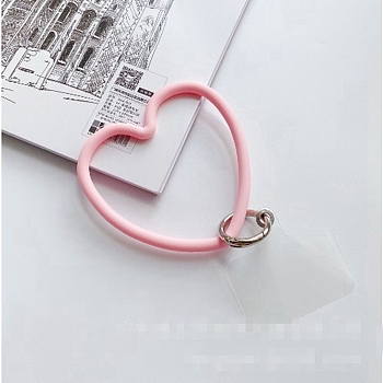 Silicone Love Heart Mobile Straps, Anti-drop Wristlet Straps, Mobile Phone Case Accessories Decoration, Pink, 8~10cm
