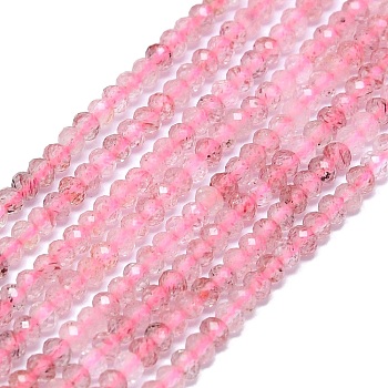 Natural Strawberry Quartz Beads Strands, Faceted, Rondelle, 2~2.5x2mm, Hole: 0.5mm, about 223~226pcs/strand, 14.96~15.16 inch(38~38.5cm)