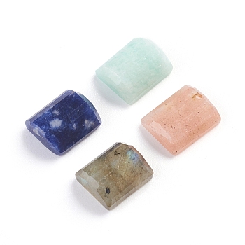 Natural Mixed Gemstone Cabochons, Rectangle, Faceted, 10~10.5x8~8.5x3.5~4.5mm