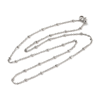 304 Stainless Steel Satellite Chain Necklaces, with Rondelle Beads, Stainless Steel Color, 17.51 inch(44.5cm), 1mm