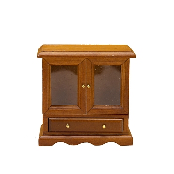 1:12 Miniature Dollhouse European Style Furniture, Miniature Cabinet Model, Saddle Brown, 76x76mm
