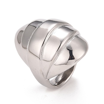 304 Stainless Steel Textured Chunky Ring, Croissant Ring for Men Women, Stainless Steel Color, US Size 6 1/4(16.7mm)~US Size 10(19.8mm)
