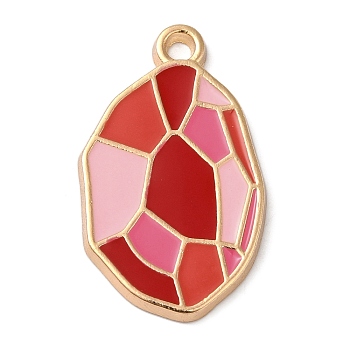 Zinc Alloy Enamel Pendants, Golden, Oval Charm, Red, 29x17x2mm, Hole: 3mm