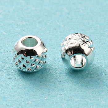 201 Stainless Steel Beads, Round, Silver, 3x2.5mm, Hole: 1.2mm