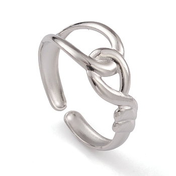 304 Stainless Steel Hollow Knot Open Cuff Rings for Women, Stainless Steel Color, US Size 7 1/2(17.7mm)