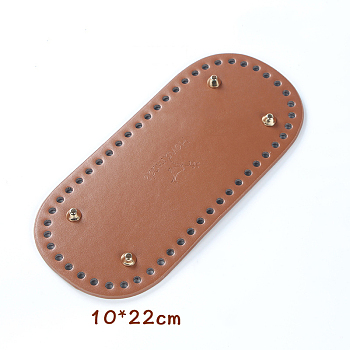 PU Leahter Knitting Crochet Bags Bottom, Oval with Word Handmade, Bag Shaper Base Replacement Accessaries, Sienna, 22x10cm, Hole: 5mm