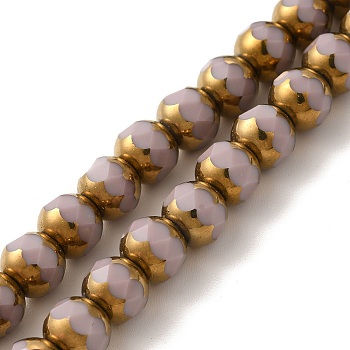 Opaque Solid Color Glass Beads Strands, Faceted, Round, Thistle, 8mm, Hole: 1mm, about 40pcs/strand, 11.42 inch(29cm)