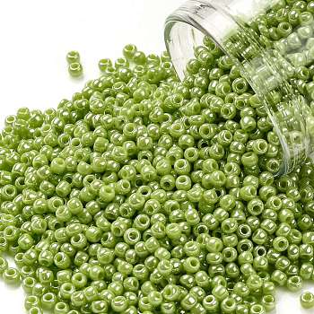 TOHO Round Seed Beads, Japanese Seed Beads, (131) Opaque Luster Sour Apple, 11/0, 2.2mm, Hole: 0.8mm, about 1103pcs/10g