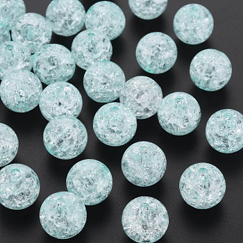 Transparent Crackle Acrylic Beads, Round, Light Cyan, 14x13mm, Hole: 2.5mmhole: 2.5mm, about 340pcs/500g.