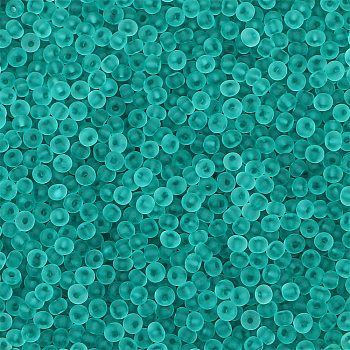 Frosted Colors Glass Seed Beads, Rondelle, Turquoise, 2mm, Hole: 1mm, about 660pcs/set