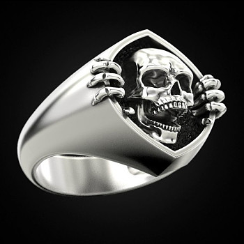Alloy Skull Finger Rings, Gothic Chunky  Ring for Men, Platinum, US Size 9(18.9mm)