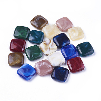 Acrylic Beads, Imitation Gemstone Style, Rhombus, Mixed Color, 23x23.5x7mm, Hole: 1.8mm, about 216pcs/500g