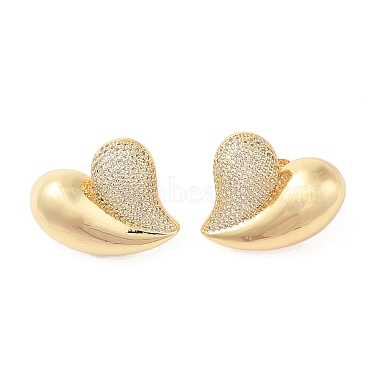 Rack Plating Brass Micro Pave Clear Cubic Zirconia Stud Earrings for Women(EJEW-G394-12B-G)-2