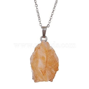 Colliers avec pendentif en forme de pépite de quartz jaune naturel(NJEW-JN04507-04)-4