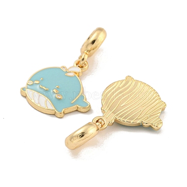 Rack Plating Alloy Enamel Whale European Dangle Charms(FIND-B034-53G-02)-2