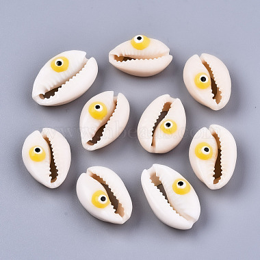 Yellow Eye Cowrie Shell Beads