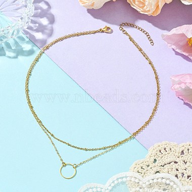 Brass Layered Necklace for Women(NJEW-JN04912)-2