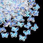 AB Color Plated Transparent Glass Beads, Butterfly, Clear AB, 10x15x5mm, Hole: 1.2mm, about 1111pcs/1000g(GLAA-Z020-01A)