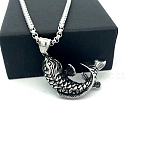 Vintage Fish 304 Stainless Steel Pendant Necklaces for Women Men, Stainless Steel Color, 23.62 inch(60cm)(ZR4097)